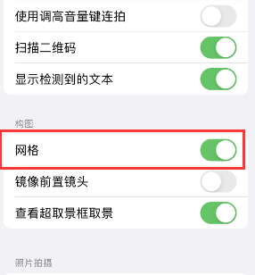 桃城苹果手机维修网点分享iPhone如何开启九宫格构图功能